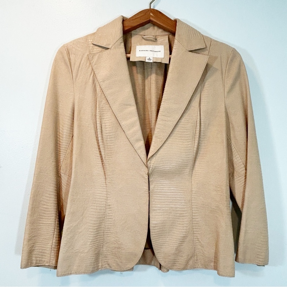 Banana Republic | Women's Leather Snakeskin Embossed Bohemian Jacket Size 8 - Picture 2 of 16